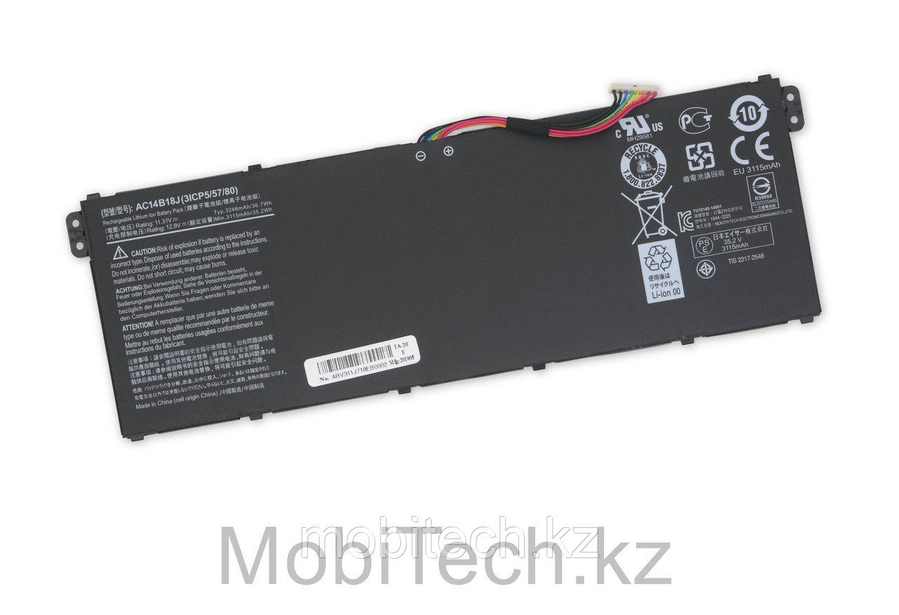 Аккумуляторы Acer AC14B13J AC14B18J 11.31V 3246mAh 36.7Wh ES1-533 ES1-532 A315-51 A315-55 батарея аккумулятор