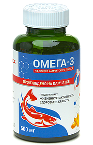 БАД «Омега-3 из дикого камчатского лосося» в полимерной банке 600 мг. 240 капсул.