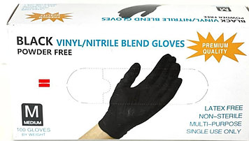 Перчатки Black vinyl/nitrile blend gloves нитрило-виниловые (100 штук) 
Размер S L M XS