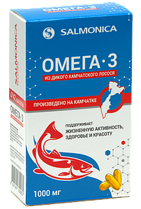 БАД «Омега-3 из дикого камчатского лосося» в полимерной банке 1000 мг.