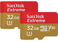 Карта памяти SanDisk Extreme microSDHC 32GB + SD Adapter for Action Sports Cameras - Twin Pack - 100MB/s