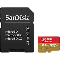 Карта памяти SanDisk Extreme microSDXC 128GB for Action Cams and Drones + SD Adapter 160MB/s A2 C10 V30