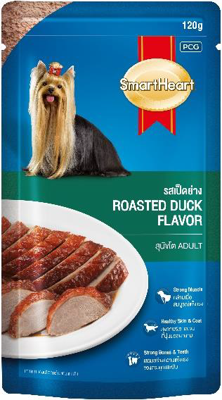 N0280 Smart Heart Adult Duck, жареная утка в соусе, влажный корм для взрослых собак, пауч 80 гр.
