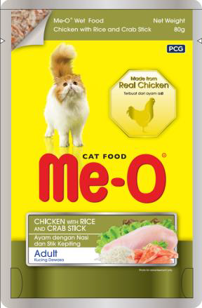 N4380 Ме-О, Курица с рисом и крабовой палочкой, корм для взрослых кошек, пауч 80гр. - фото 1 - id-p96270019