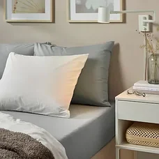 Простыня натяжная ДВАЛА 160х200 светло-серый ИКЕА, IKEA, фото 2