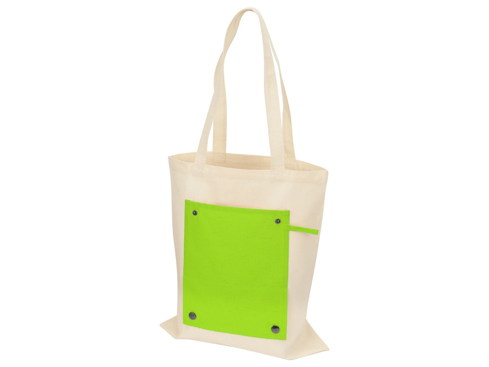 Складная хлопковая сумка для шопинга Gross с карманом, зеленое яблоко - фото 3 - id-p85159554