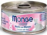 MONGE Dog cans Иттерге арналған кесектер сиыр еті қосылған тауық еті, банка 95 гр