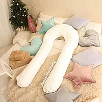 Плюшевая подушка для беременных белого цвета