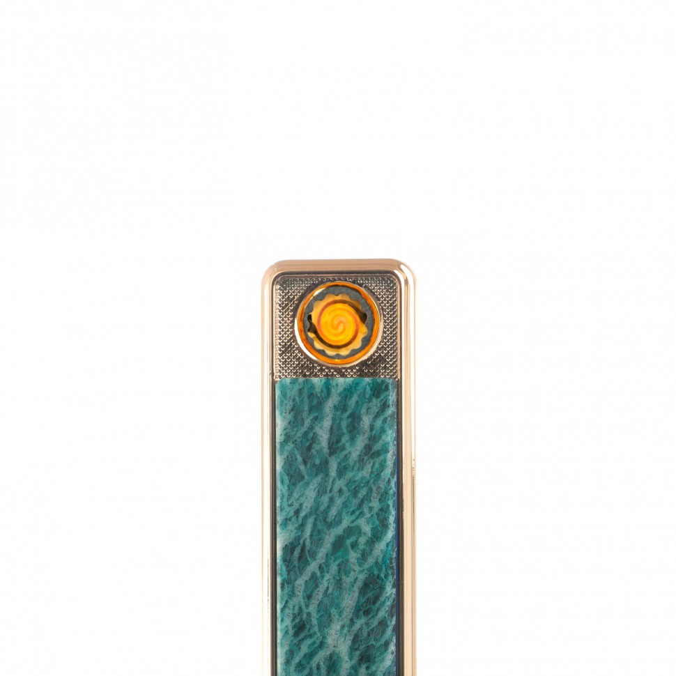 Электронная карманная зажигалка для сигарет камень амазонит зарядка от USB - фото 2 - id-p96285993