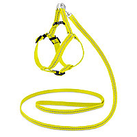 Комплект светоотражающий «Рефлекс» для собак повод 10мм*1,2м шлейка 10мм XXS жёлтый