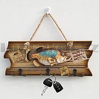 Деревянная настенная Ключница в рыболовной тематике 05B 363