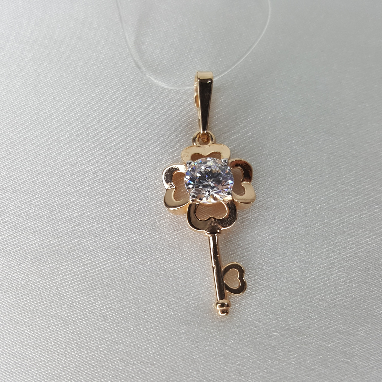 Серебряная подвеска ключик AQUAMARINE 23572.6 вид серебряная подвеска ключик, фото 1