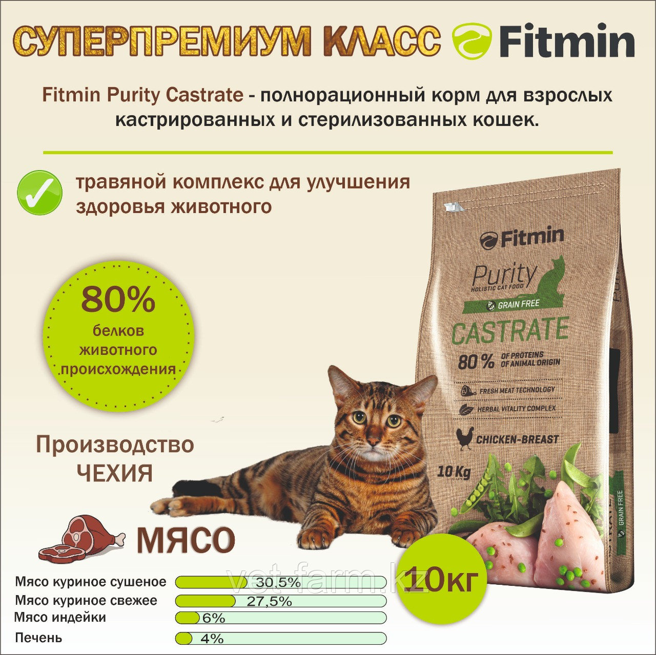 Фитмин сухой корм для кастрированных котов и стерилизованных кошек 10кг