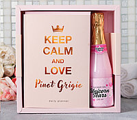 Подарочный набор ежедневник А5, 80 листов и шампанское гель для душа Keep calm and love