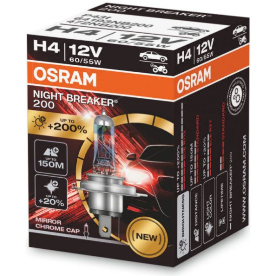 Лампа галогенная OSRAM Night Breaker 200 H4 (60/55W)