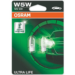 Лампа накаливания OSRAM W5W (W2.1x9.5d) Ultra Life, 2шт, 12V/200