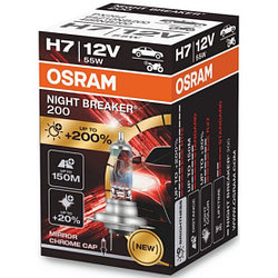 Лампа галогенная OSRAM Night Breaker 200 H7 (55W) 12V, 1шт  3700К
