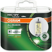 Лампа галогенная OSRAM H4 60/55W P43t+30% Allseason Super, 2шт, 3000K 12V