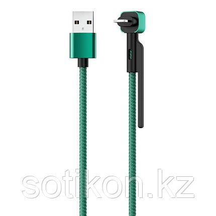 Кабель OLMIO STAND, USB 2.0 - lightning, 1.2м, 2.1A, зеленый, фото 2