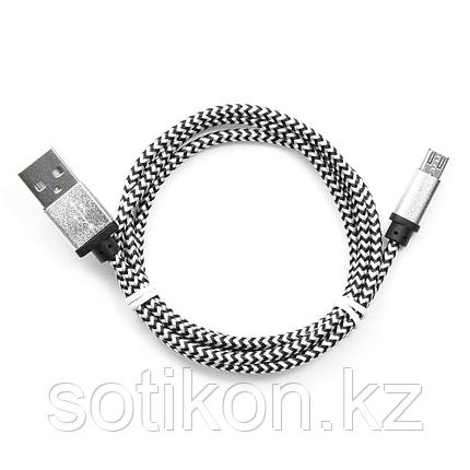 Кабель USB 2.0 Cablexpert CC-mUSB2sr1m, USB-MicroUSB, 1м, нейлоновая оплетка, алюм разъемы, серебри, фото 2