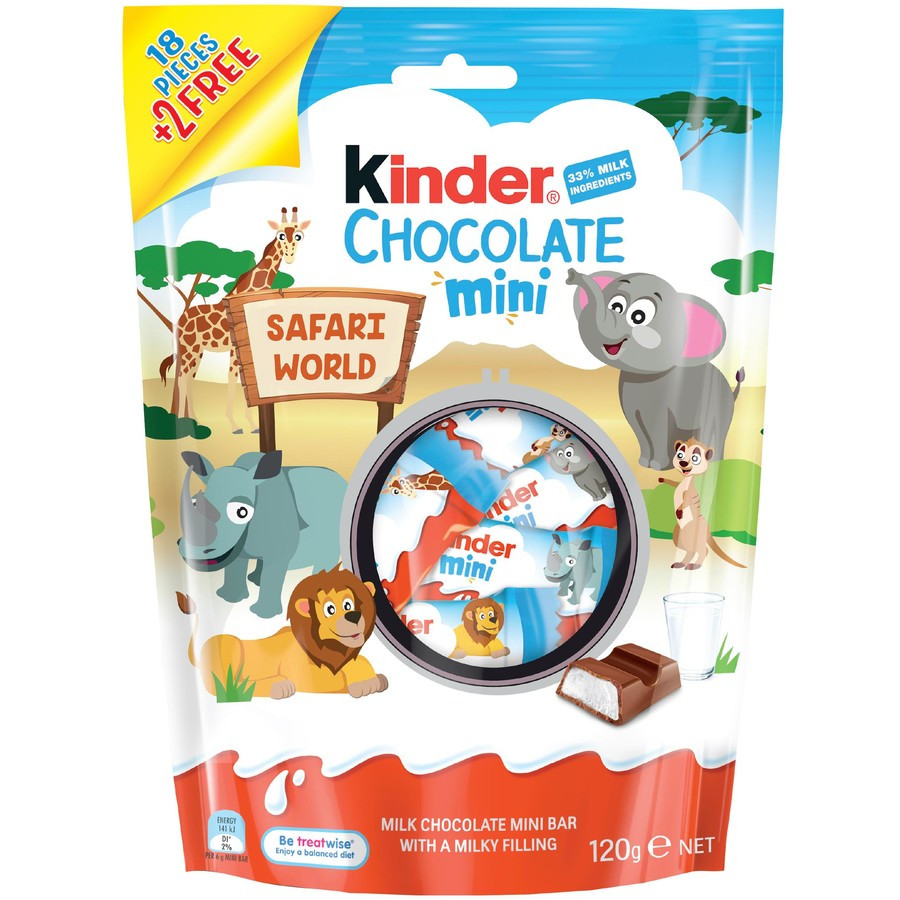 Шоколадные конфеты Kinder Chocolate Mini Safari World 120 гр