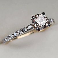 Золотое кольцо с бриллиантом 0,47Сt SI1/L  EX-Cut, фото 1