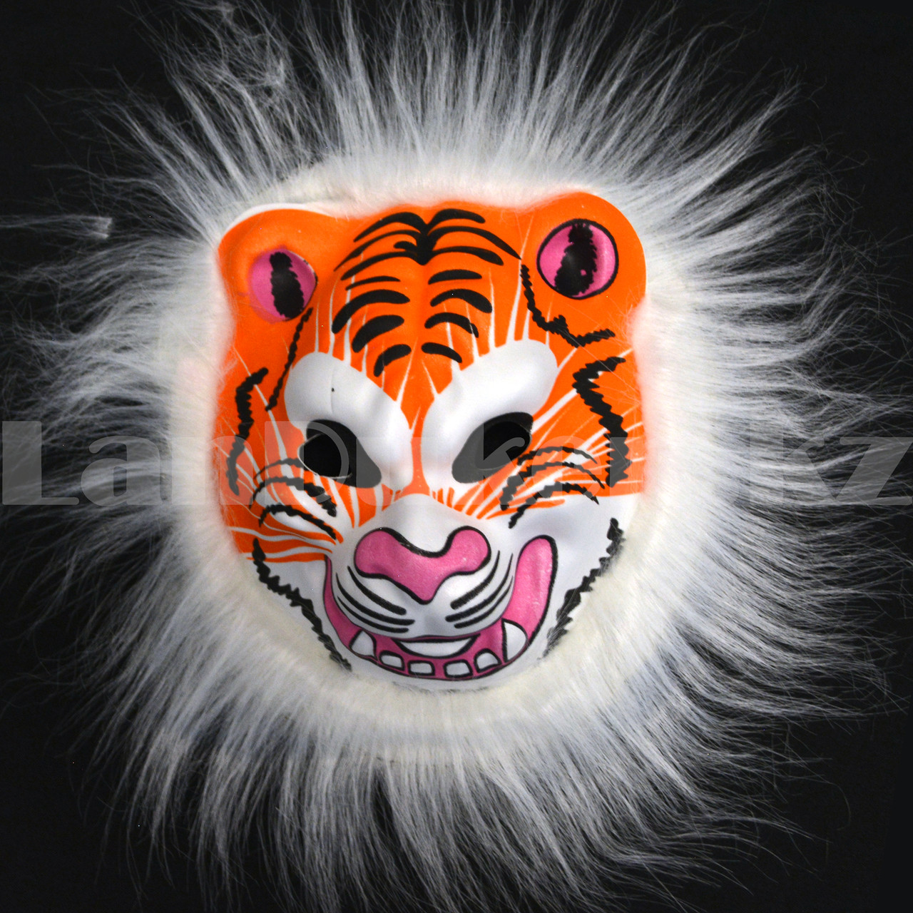 Карнавальная маска Тигра оранжевая с белой гривой