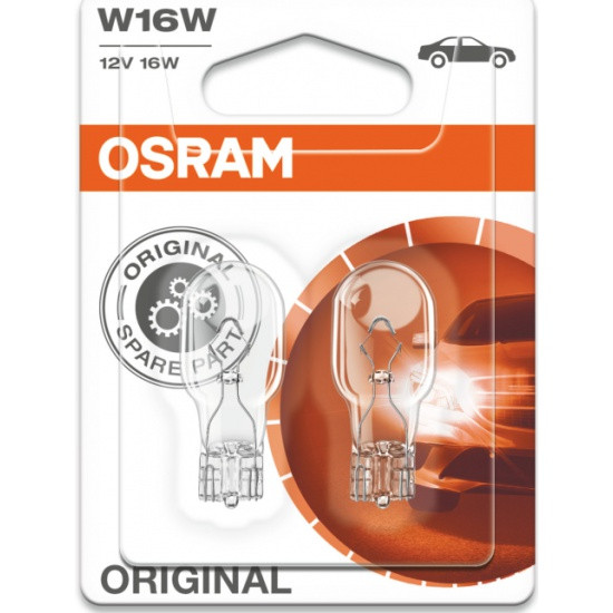 Лампа галогенная OSRAM W16W (W2.1x9.5d), 2шт, 12V /10/50