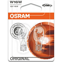 Лампа галогенная OSRAM W16W (W2.1x9.5d), 2шт, 12V /10/50