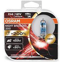 Лампа галогенная OSRAM Night Breaker 200 H4 (60/55W) P43t 4050К 12V 2шт