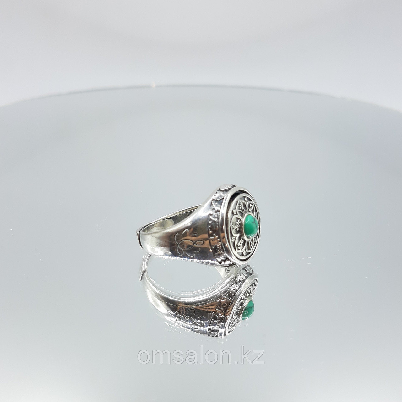 Перстень с лотосом и мантрой из серебра - фото 2 - id-p96308488