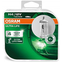 Лампа галогенная OSRAM H4 Ultra Life 12V 60/55W, 2шт.