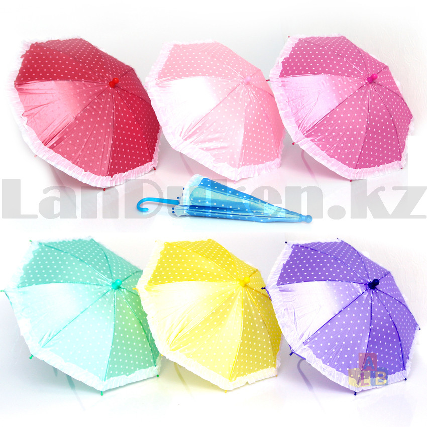 Зонтик для декора в горошек маленький 43 см розовый - фото 10 - id-p96308826
