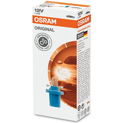 Лампа автомобильная OSRAM BAX 1.2W с голубым патроном (BХ8.5d) 12V, 1шт