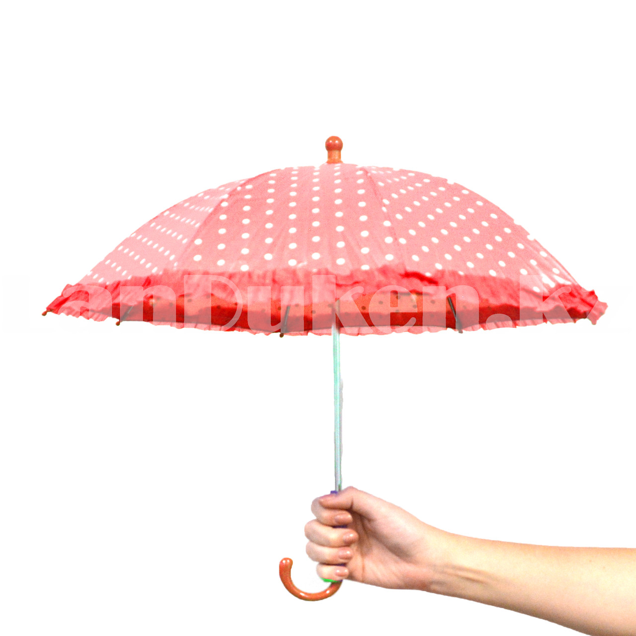 Зонтик для декора в горошек маленький 43 см красный - фото 1 - id-p96308866