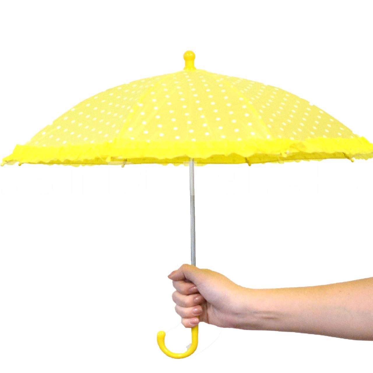 Зонтик для декора в горошек маленький 43 см желтый - фото 1 - id-p96308801