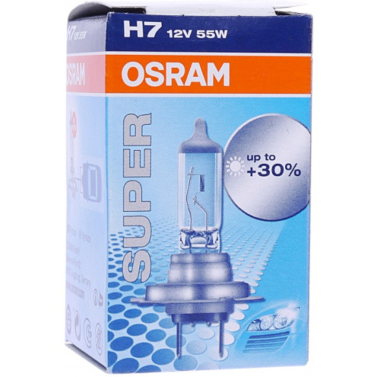 Лампа галогенная OSRAM H7 55W PX26d+30% Super 12V