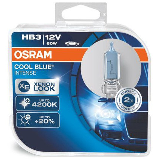 Лампа галогенная OSRAM HB3/9005 60W P20d+20% Cool Blue Intense, 2шт, 4200K 12V, фото 1