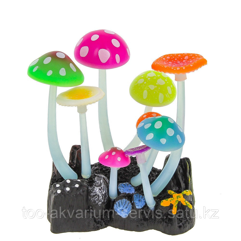 Декорация для аквариума грибы, светится в темноте и при ультрафиолете