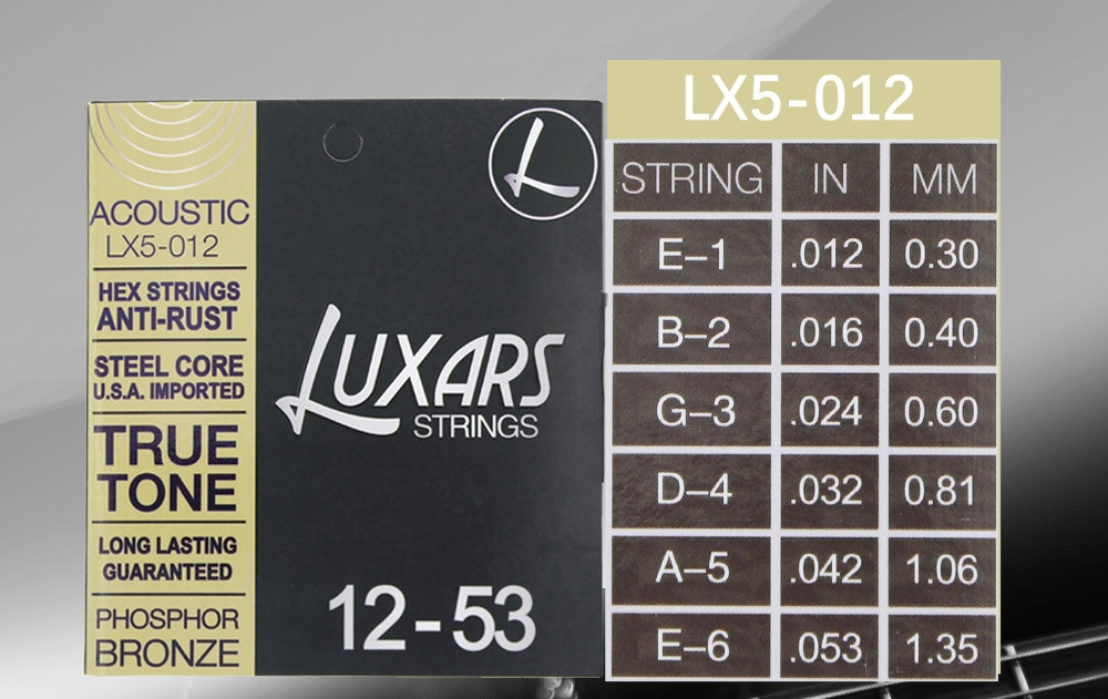 Струны для акустической гитары Luxars LX5-012 Phosphor bronze - фото 1 - id-p96314183