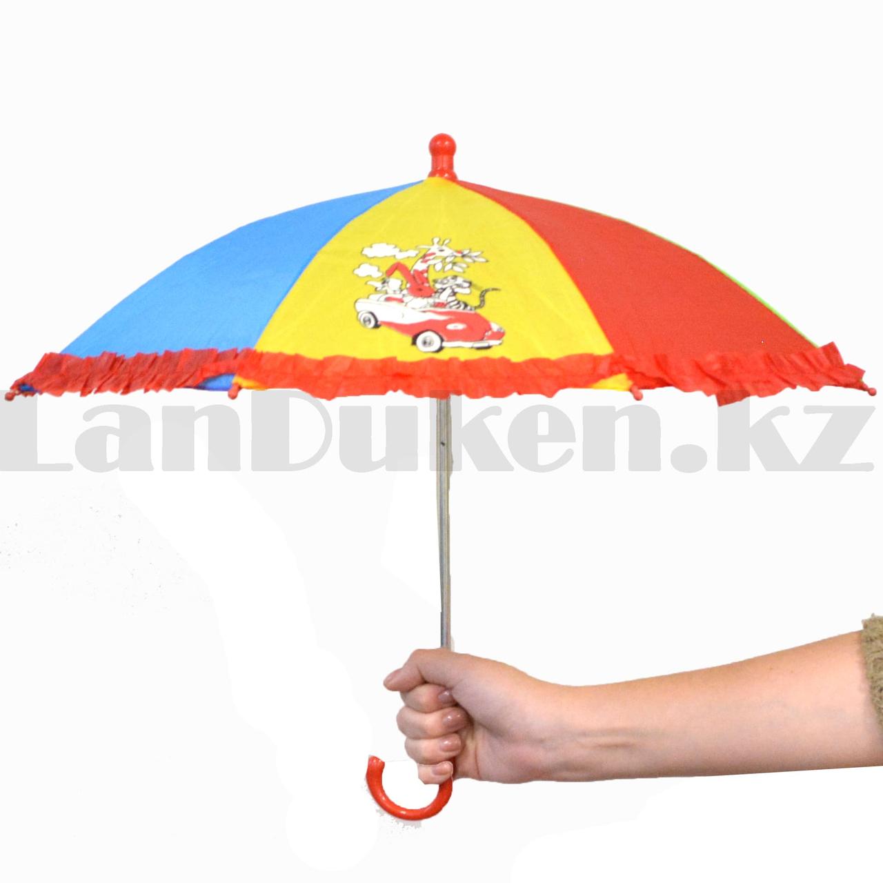 Зонтик для декора маленький 43 см разноцветный с кружевами - фото 3 - id-p96318346