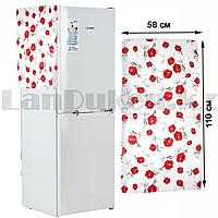 Чехол накидка на холодильник непромокаемая с красными цветами