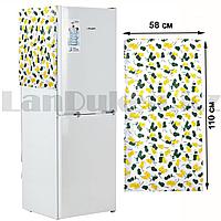 Чехол накидка на холодильник непромокаемая с желтыми розами