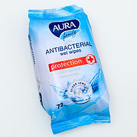 Влажные салфетки Aura family, антибактериальные, 72 шт.