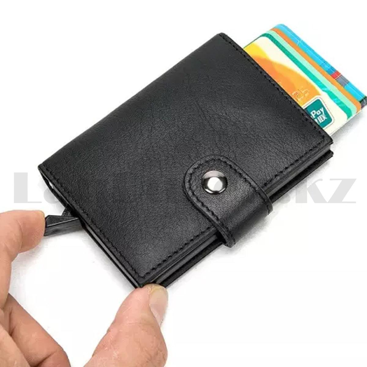Картхолдер держатель для карт и визиток с RFID защитой экокожа KH-325 черный - фото 5 - id-p87410538
