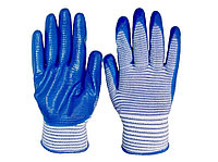 Перчатки рабочие Матроска синие резиновые с обливочной ладонью Зебра, фото 1