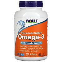 БАД Omega 3 (рыбий жир) (200 капсул) Now Foods
