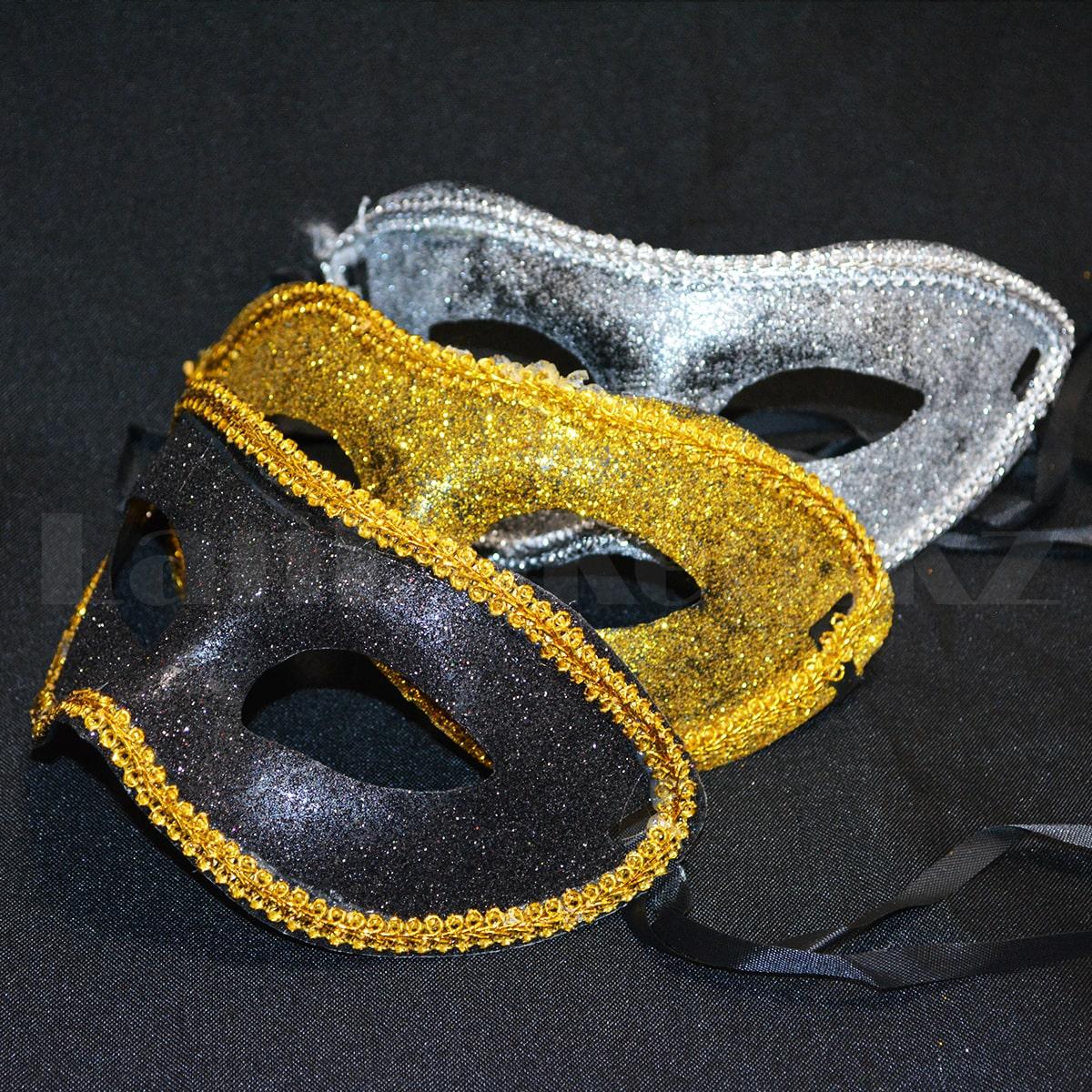 Венецианская карнавальная маска с блеском золотистая - фото 5 - id-p96329285