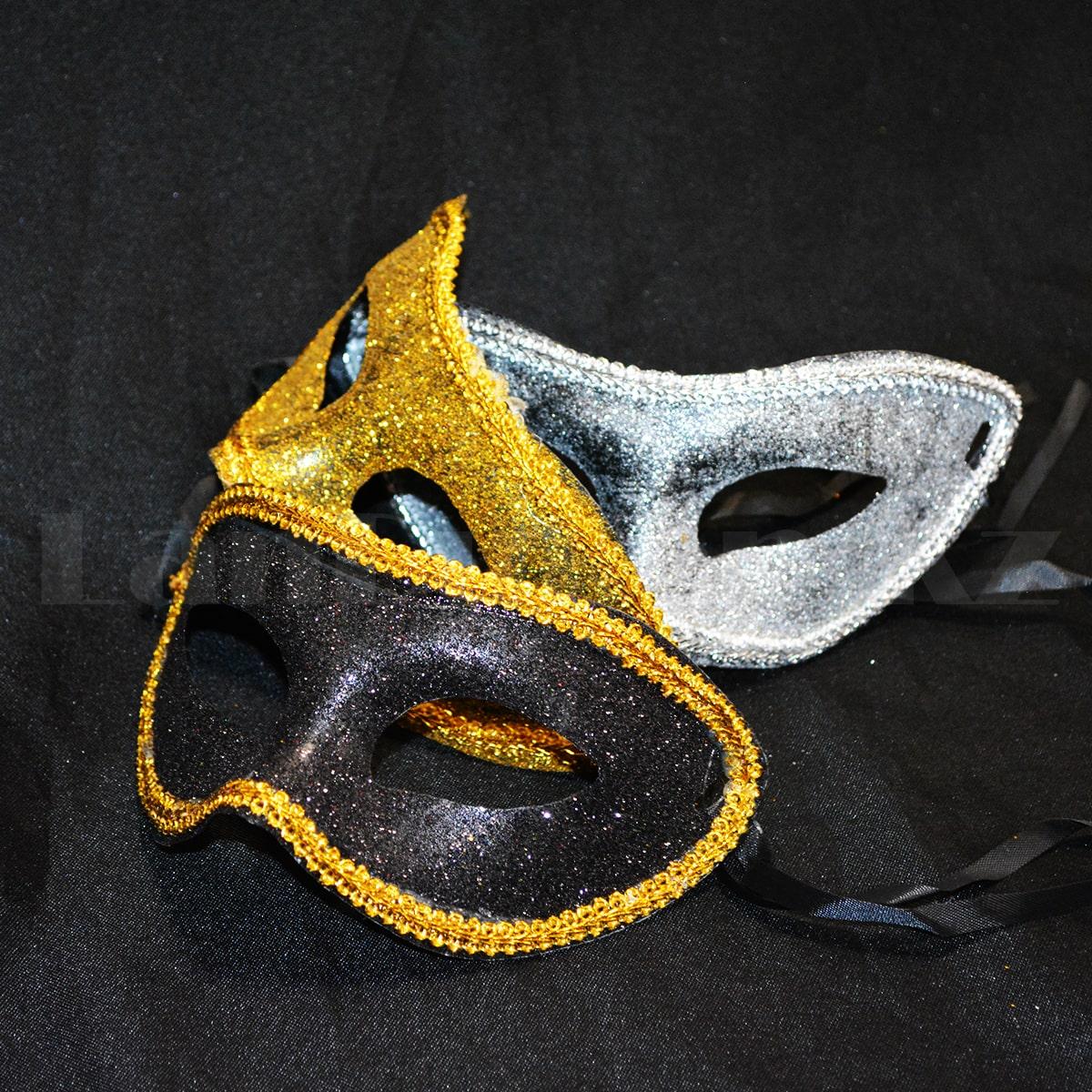 Венецианская карнавальная маска с блеском золотистая - фото 4 - id-p96329285