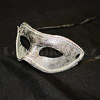 Венецианская карнавальная маска с блеском серебристая